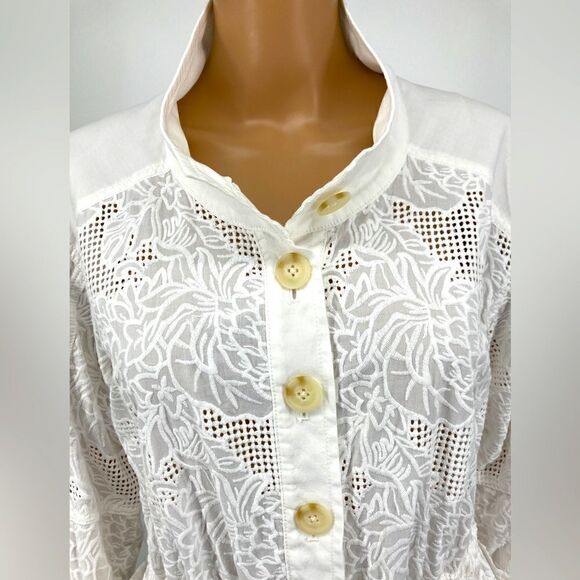 Anthropologie Eyelet Lace Anorak White Jacket Size S - Picture 3 of 9